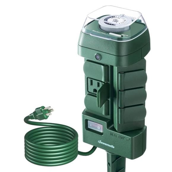 DEWENWILS Outdoor Mechanical Power Stake Timer, Waterproof, 6 Grounded Outlets - Picture 1 of 7